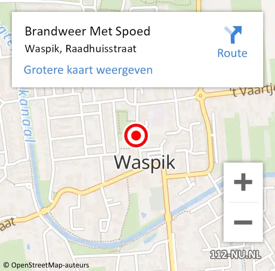 Locatie op kaart van de 112 melding: Brandweer Met Spoed Naar Waspik, Raadhuisstraat op 23 juli 2023 13:15