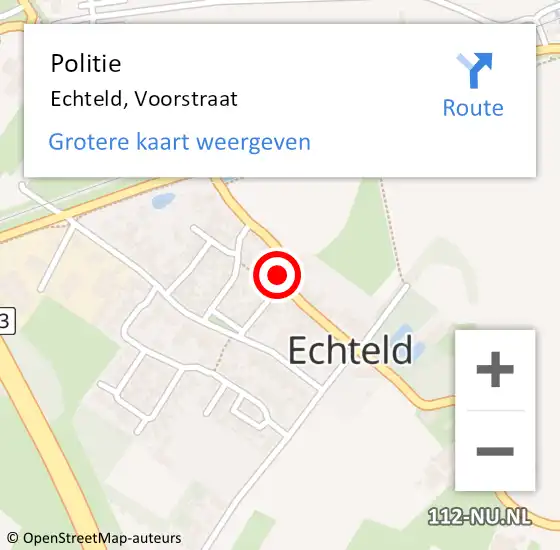 Locatie op kaart van de 112 melding: Politie Echteld, Voorstraat op 23 juli 2023 14:04