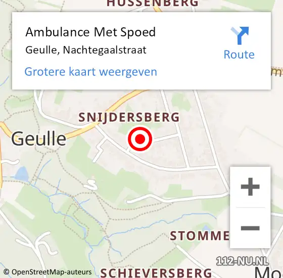 Locatie op kaart van de 112 melding: Ambulance Met Spoed Naar Geulle, Nachtegaalstraat op 2 september 2014 16:33