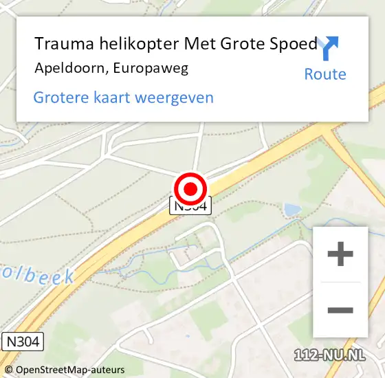 Locatie op kaart van de 112 melding: Trauma helikopter Met Grote Spoed Naar Apeldoorn, Europaweg op 23 juli 2023 14:52