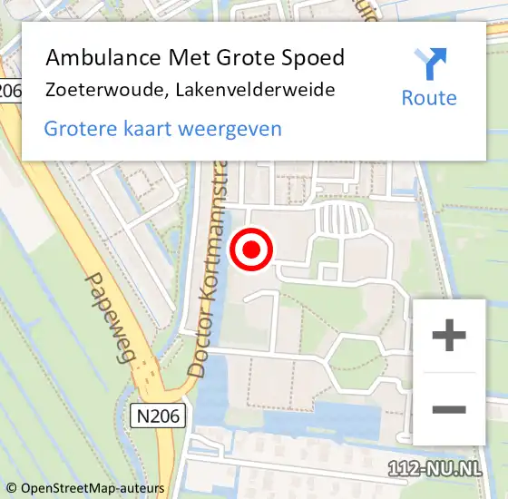 Locatie op kaart van de 112 melding: Ambulance Met Grote Spoed Naar Zoeterwoude, Lakenvelderweide op 23 juli 2023 14:54