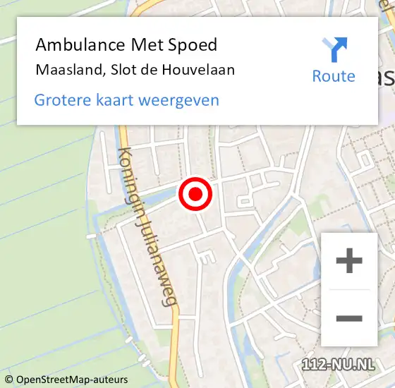 Locatie op kaart van de 112 melding: Ambulance Met Spoed Naar Maasland, Slot de Houvelaan op 23 juli 2023 14:57
