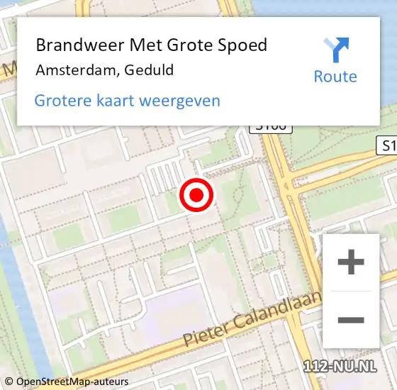 Locatie op kaart van de 112 melding: Brandweer Met Grote Spoed Naar Amsterdam, Geduld op 23 juli 2023 15:17