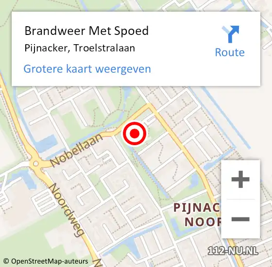 Locatie op kaart van de 112 melding: Brandweer Met Spoed Naar Pijnacker, Troelstralaan op 23 juli 2023 15:31