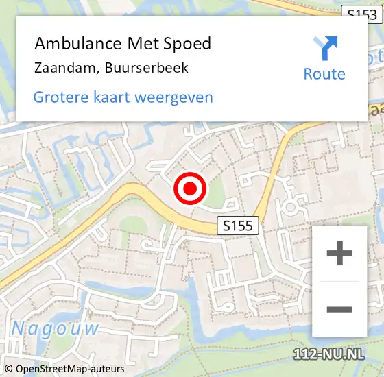 Locatie op kaart van de 112 melding: Ambulance Met Spoed Naar Zaandam, Buurserbeek op 23 juli 2023 16:26