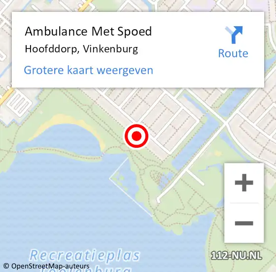 Locatie op kaart van de 112 melding: Ambulance Met Spoed Naar Hoofddorp, Vinkenburg op 23 juli 2023 16:43