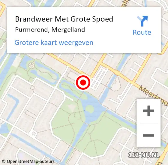 Locatie op kaart van de 112 melding: Brandweer Met Grote Spoed Naar Purmerend, Mergelland op 23 juli 2023 16:50