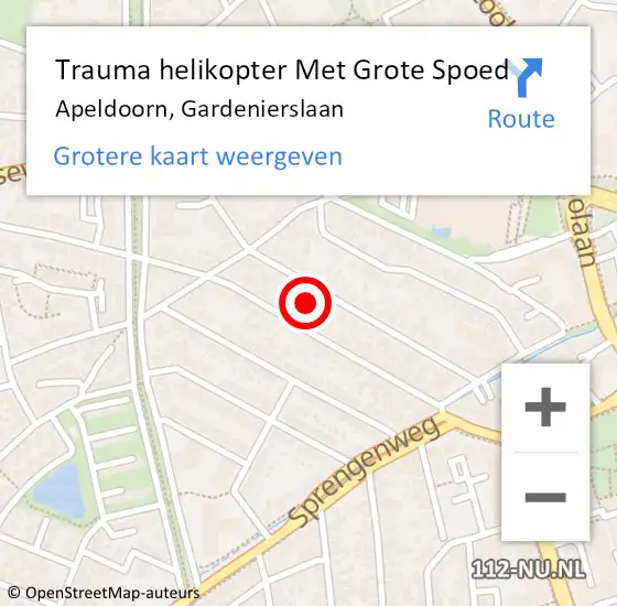 Locatie op kaart van de 112 melding: Trauma helikopter Met Grote Spoed Naar Apeldoorn, Gardenierslaan op 23 juli 2023 17:04