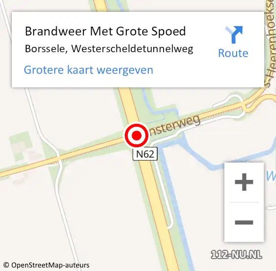 Locatie op kaart van de 112 melding: Brandweer Met Grote Spoed Naar Borssele, Westerscheldetunnelweg op 2 september 2014 16:53