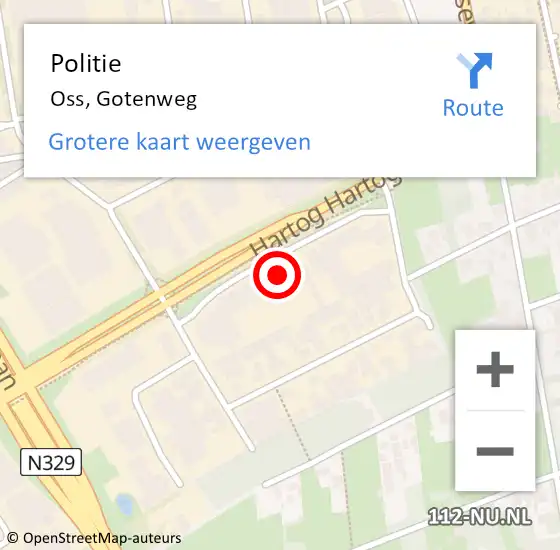 Locatie op kaart van de 112 melding: Politie Oss, Gotenweg op 23 juli 2023 17:48