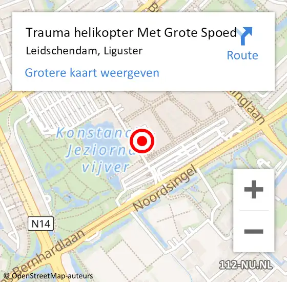 Locatie op kaart van de 112 melding: Trauma helikopter Met Grote Spoed Naar Leidschendam, Liguster op 23 juli 2023 17:52