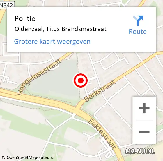 Locatie op kaart van de 112 melding: Politie Oldenzaal, Titus Brandsmastraat op 23 juli 2023 18:22