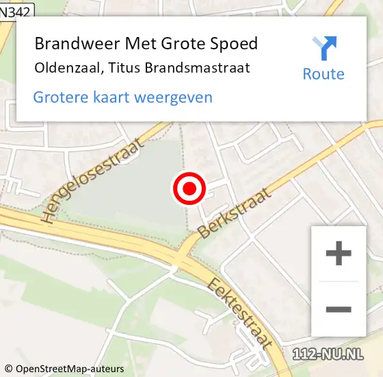 Locatie op kaart van de 112 melding: Brandweer Met Grote Spoed Naar Oldenzaal, Titus Brandsmastraat op 23 juli 2023 18:28