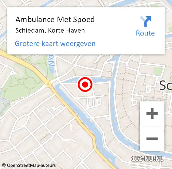 Locatie op kaart van de 112 melding: Ambulance Met Spoed Naar Schiedam, Korte Haven op 23 juli 2023 18:41
