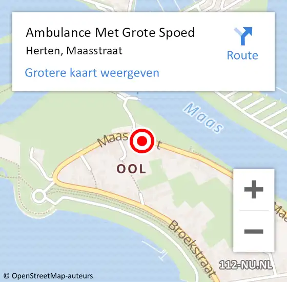 Locatie op kaart van de 112 melding: Ambulance Met Grote Spoed Naar Herten, Maasstraat op 23 juli 2023 18:43