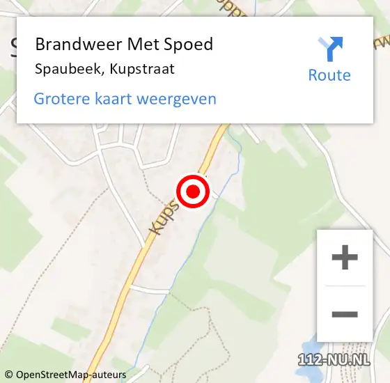 Locatie op kaart van de 112 melding: Brandweer Met Spoed Naar Spaubeek, Kupstraat op 23 juli 2023 18:43