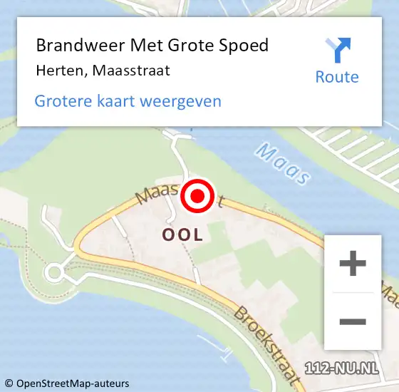 Locatie op kaart van de 112 melding: Brandweer Met Grote Spoed Naar Herten, Maasstraat op 23 juli 2023 18:46