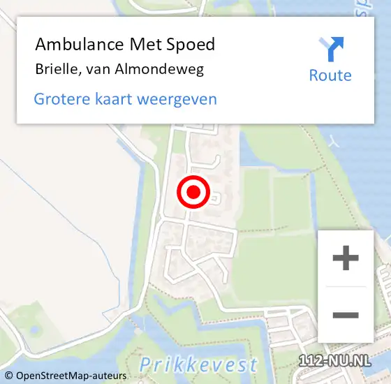 Locatie op kaart van de 112 melding: Ambulance Met Spoed Naar Brielle, van Almondeweg op 23 juli 2023 19:07