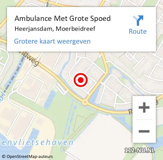 Locatie op kaart van de 112 melding: Ambulance Met Grote Spoed Naar Heerjansdam, Moerbeidreef op 23 juli 2023 19:11