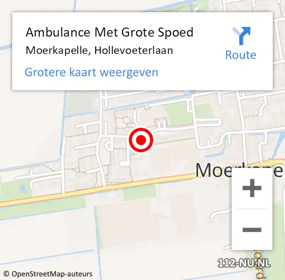 Locatie op kaart van de 112 melding: Ambulance Met Grote Spoed Naar Moerkapelle, Hollevoeterlaan op 23 juli 2023 19:18