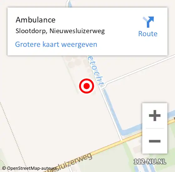 Locatie op kaart van de 112 melding: Ambulance Slootdorp, Nieuwesluizerweg op 23 juli 2023 19:24