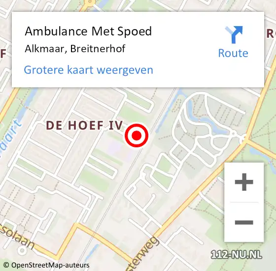 Locatie op kaart van de 112 melding: Ambulance Met Spoed Naar Alkmaar, Breitnerhof op 23 juli 2023 19:37