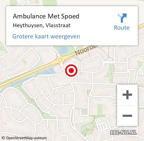 Locatie op kaart van de 112 melding: Ambulance Met Spoed Naar Heythuysen, Vlasstraat op 23 juli 2023 19:54
