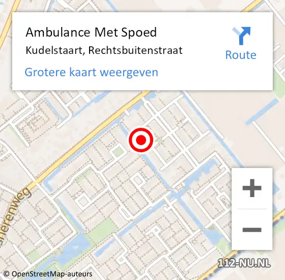 Locatie op kaart van de 112 melding: Ambulance Met Spoed Naar Kudelstaart, Rechtsbuitenstraat op 23 juli 2023 20:12