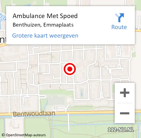 Locatie op kaart van de 112 melding: Ambulance Met Spoed Naar Benthuizen, Emmaplaats op 23 juli 2023 20:24