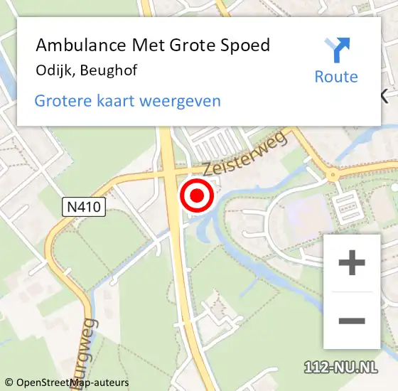 Locatie op kaart van de 112 melding: Ambulance Met Grote Spoed Naar Odijk, Beughof op 2 september 2014 17:27
