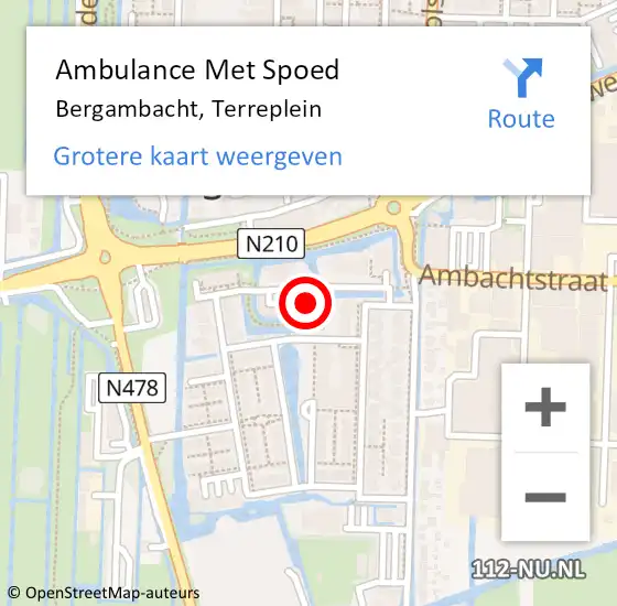 Locatie op kaart van de 112 melding: Ambulance Met Spoed Naar Bergambacht, Terreplein op 23 juli 2023 20:53