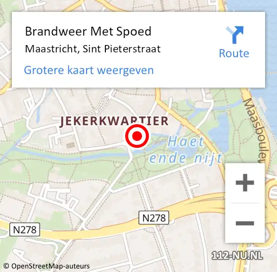 Locatie op kaart van de 112 melding: Brandweer Met Spoed Naar Maastricht, Sint Pieterstraat op 23 juli 2023 21:25