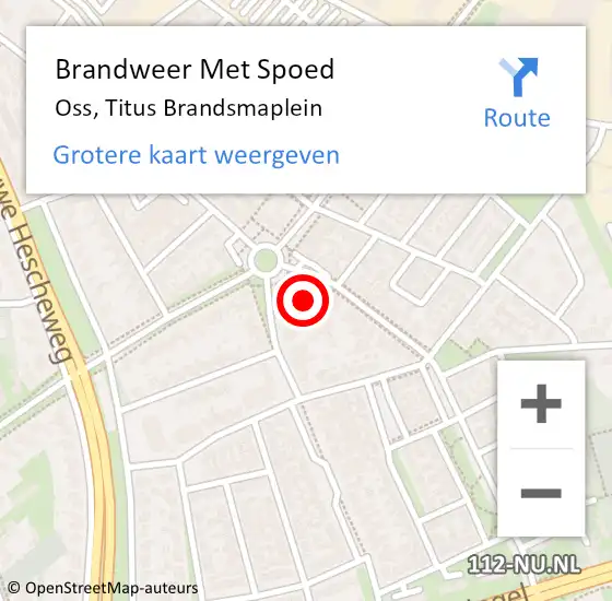 Locatie op kaart van de 112 melding: Brandweer Met Spoed Naar Oss, Titus Brandsmaplein op 23 juli 2023 21:46