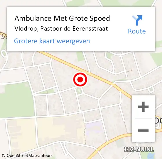 Locatie op kaart van de 112 melding: Ambulance Met Grote Spoed Naar Vlodrop, Pastoor de Eerensstraat op 23 juli 2023 22:02
