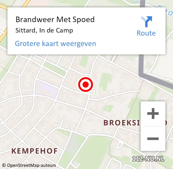 Locatie op kaart van de 112 melding: Brandweer Met Spoed Naar Sittard, In de Camp op 23 juli 2023 22:36