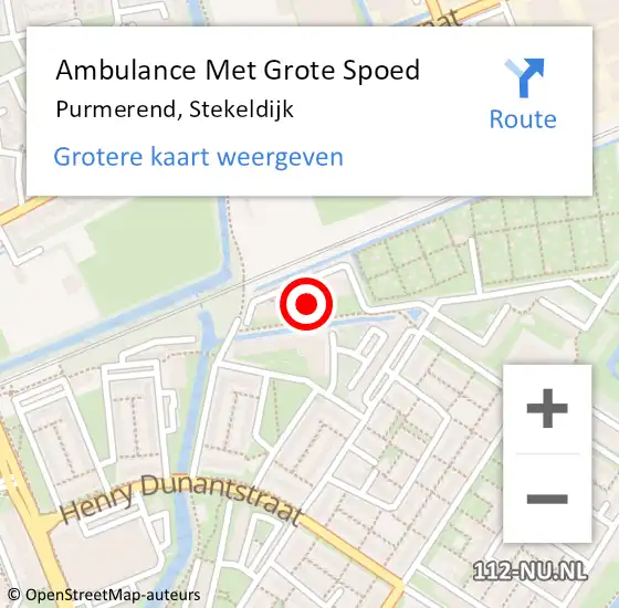 Locatie op kaart van de 112 melding: Ambulance Met Grote Spoed Naar Purmerend, Stekeldijk op 23 juli 2023 23:49