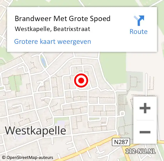 Locatie op kaart van de 112 melding: Brandweer Met Grote Spoed Naar Westkapelle, Beatrixstraat op 23 juli 2023 23:49