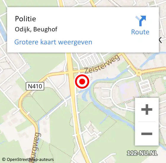 Locatie op kaart van de 112 melding: Politie Odijk, Beughof op 2 september 2014 17:44