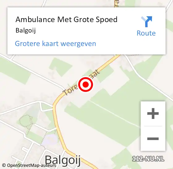 Locatie op kaart van de 112 melding: Ambulance Met Grote Spoed Naar Balgoij op 24 juli 2023 00:46