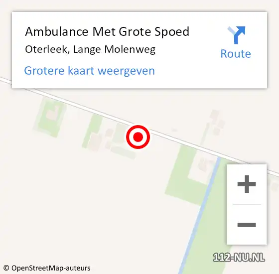 Locatie op kaart van de 112 melding: Ambulance Met Grote Spoed Naar Oterleek, Lange Molenweg op 24 juli 2023 01:08