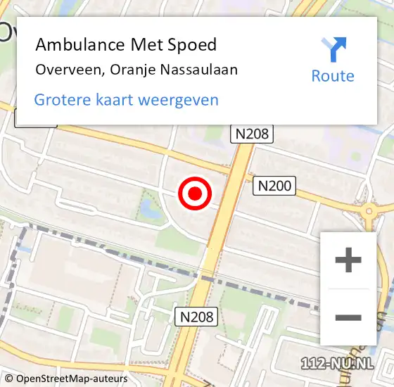 Locatie op kaart van de 112 melding: Ambulance Met Spoed Naar Overveen, Oranje Nassaulaan op 24 juli 2023 02:13