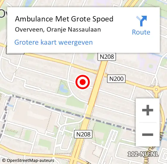 Locatie op kaart van de 112 melding: Ambulance Met Grote Spoed Naar Overveen, Oranje Nassaulaan op 24 juli 2023 02:14