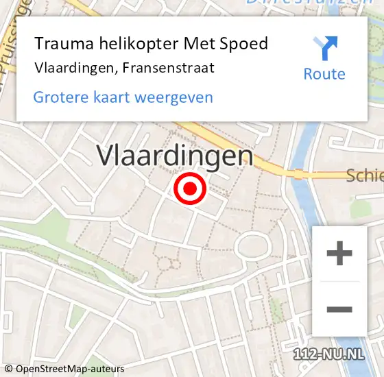 Locatie op kaart van de 112 melding: Trauma helikopter Met Spoed Naar Vlaardingen, Fransenstraat op 24 juli 2023 02:18