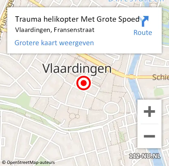 Locatie op kaart van de 112 melding: Trauma helikopter Met Grote Spoed Naar Vlaardingen, Fransenstraat op 24 juli 2023 02:21