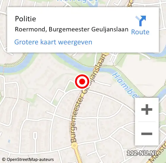 Locatie op kaart van de 112 melding: Politie Roermond, Burgemeester Geuljanslaan op 24 juli 2023 04:37