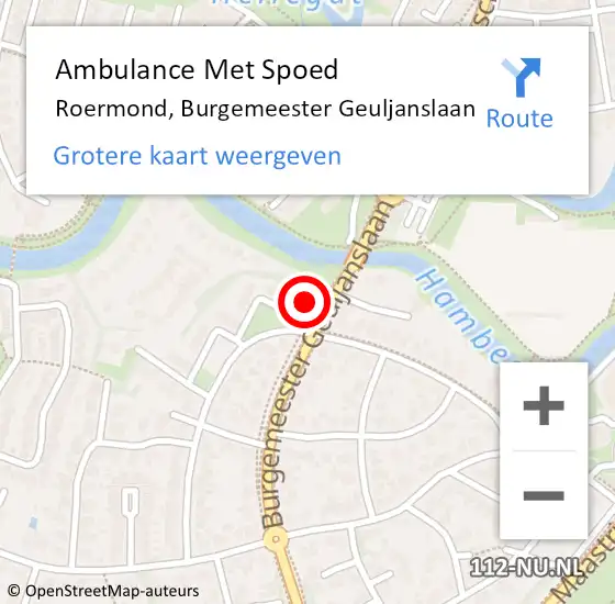 Locatie op kaart van de 112 melding: Ambulance Met Spoed Naar Roermond, Burgemeester Geuljanslaan op 24 juli 2023 04:42