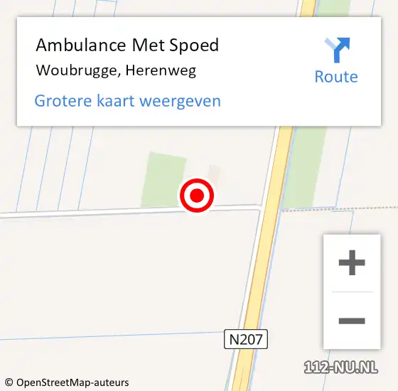 Locatie op kaart van de 112 melding: Ambulance Met Spoed Naar Woubrugge, Herenweg op 24 juli 2023 04:44