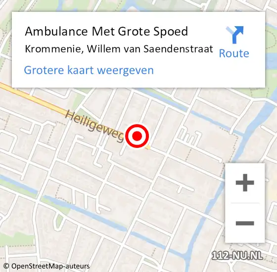 Locatie op kaart van de 112 melding: Ambulance Met Grote Spoed Naar Krommenie, Willem van Saendenstraat op 24 juli 2023 04:44