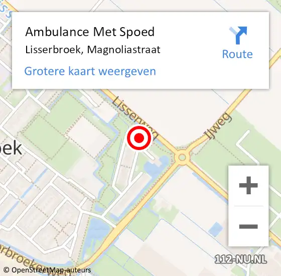 Locatie op kaart van de 112 melding: Ambulance Met Spoed Naar Lisserbroek, Magnoliastraat op 24 juli 2023 05:13