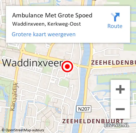 Locatie op kaart van de 112 melding: Ambulance Met Grote Spoed Naar Waddinxveen, Kerkweg-Oost op 24 juli 2023 05:18